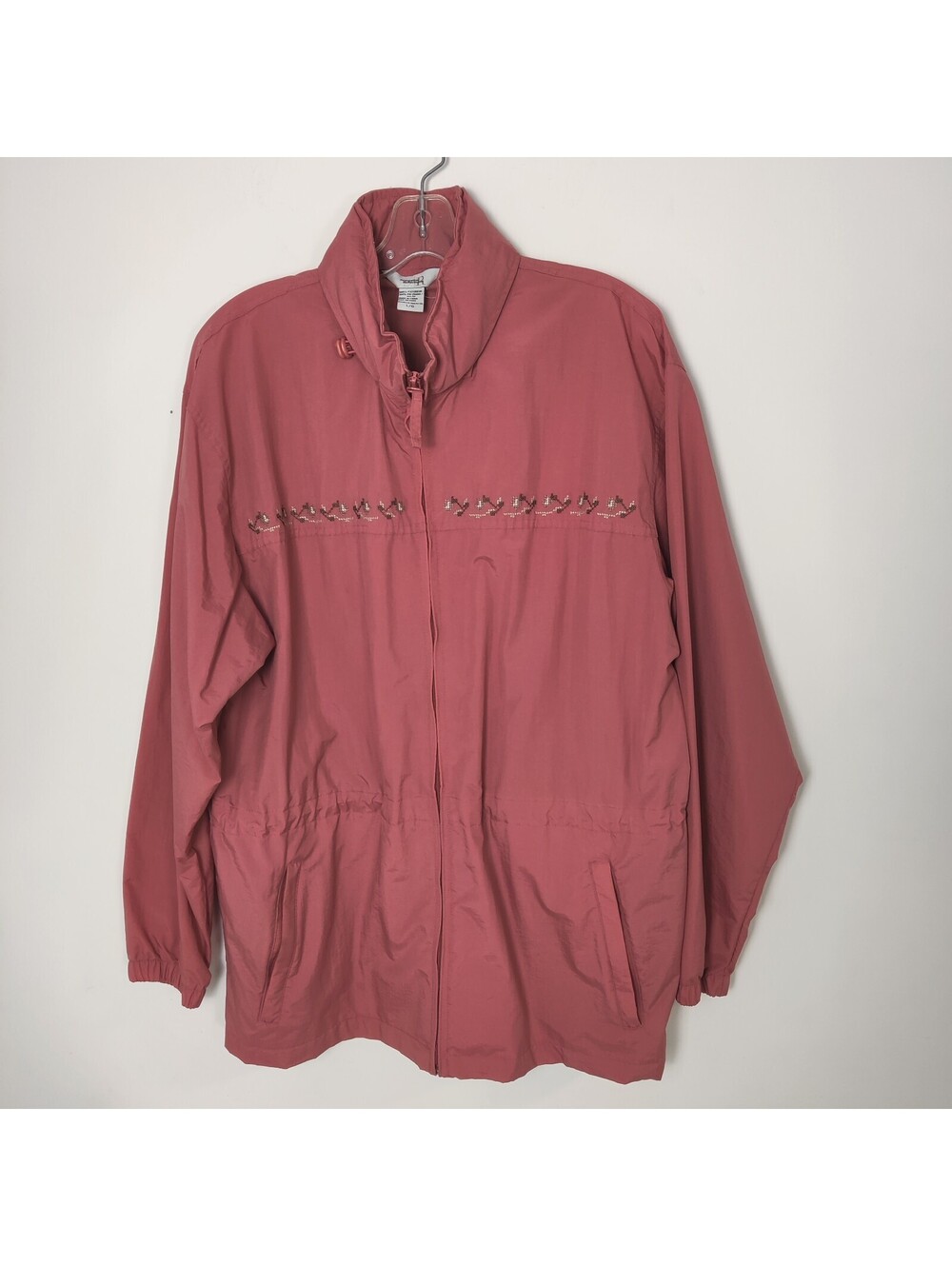 Northern Reflections Rose Mauve Embroidered Zip Up Lightweight Jacket Large